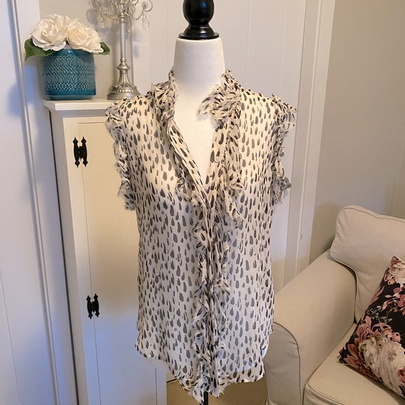 Seven for all mankind - chiffon sleeveless blouse animal print - Picture 1 of 6